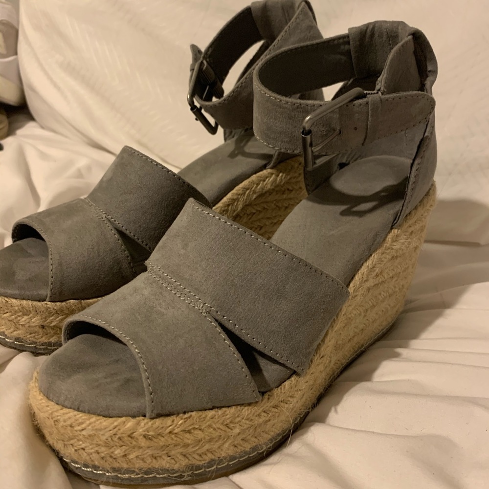 Gray espadrille heels